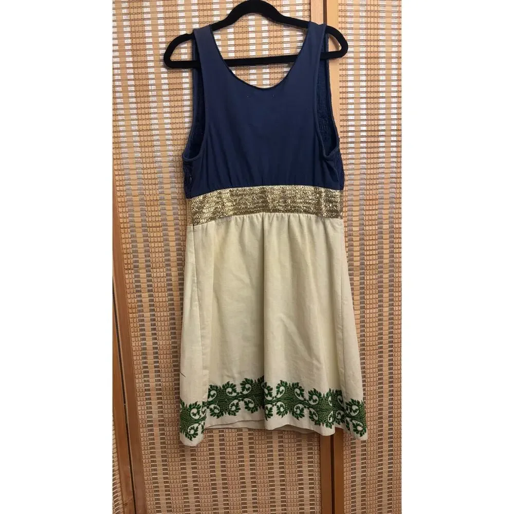 Free People Bird of Paradise embroidered blue Peacock mini dress sz2 - Picture 7 of 16